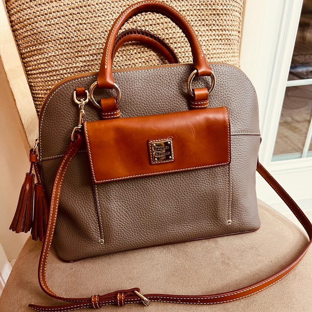 Dooney & Bourke Aubrey Leather Satchel with matching cosmetic bag & Key Fob